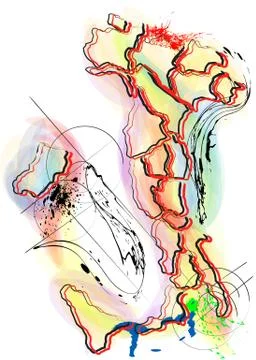 Abstract multicolor map of Italy Stock Illustration
