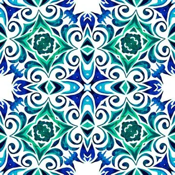 Abstract multicolor medallion tile seamless ornamental pattern. Stockillustratie