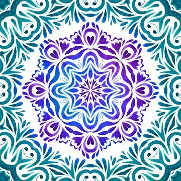 Abstract multicolor medallion tile seamless ornamental pattern. Stockillustratie
