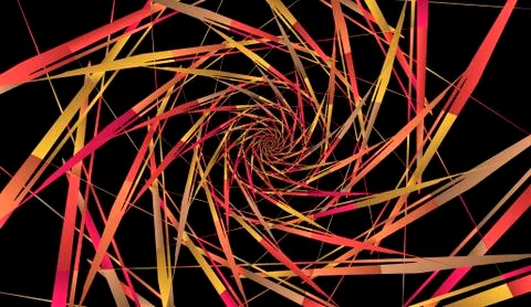 Abstract multicolor pattern on black background. Radial rotating forms 스톡 일러스트