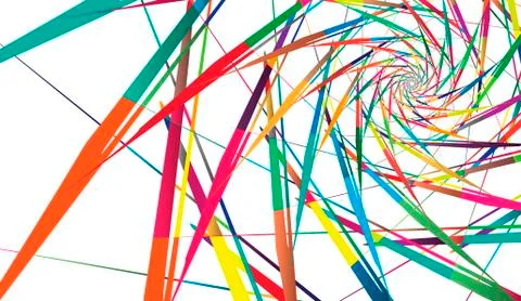 Abstract multicolor pattern on white background. Radial rotating forms Stock Illustration