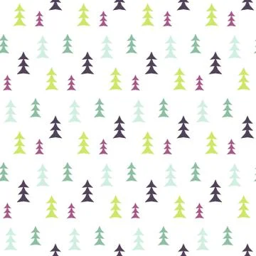 Abstract multicolor pine forest seamless pattern Stock Illustration