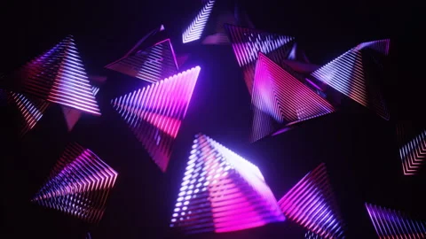 Abstract multicolor pyramid rotating Looping background. 3D graphics for music Stock Footage 201790174