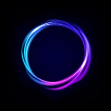 Abstract Multicolor Ring Line of Light, Isolated on Dark Background, Vector.. Stock Illustration