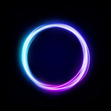 Abstract Multicolor Ring Line of Light, Isolated on Dark Background, Vector.. Stock Illustration