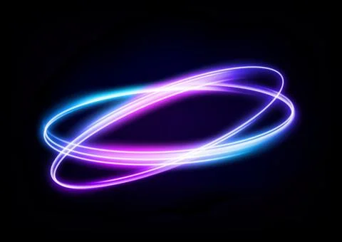 Abstract Multicolor Ring Line of Light, Isolated on Dark Background, Vector.. Stock Illustration