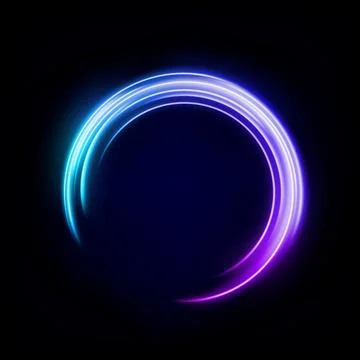 Abstract Multicolor Ring Line of Light, Isolated on Dark Background, Vector.. Stock Illustration