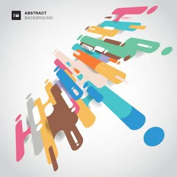Abstract multicolor rounded shapes lines diagonal transition perspective on w Stock Illustration