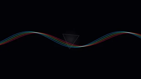 Abstract multicolor sine waves intersecting on a deep black background Video stock 338312034