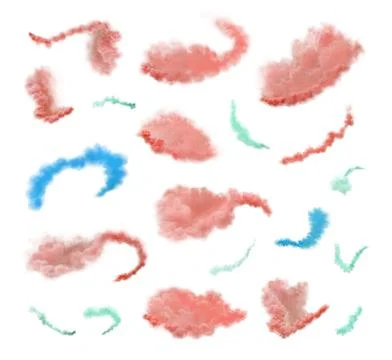 Abstract multicolor smokes elements for design. Smoke isolated on white backg Stock Photos