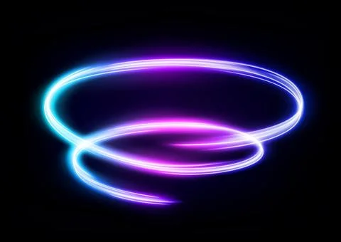 Abstract Multicolor Vortex Line of Light, Isolated on Dark Background, Vect.. Stock Illustration