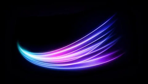 Abstract Multicolor Wave Line of Light, Isolated on Dark Background, Vector.. Stock Illustration