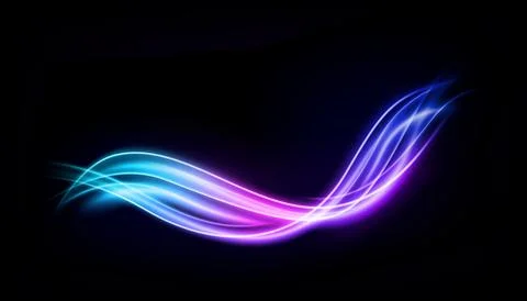Abstract Multicolor Wave Line of Light, Isolated on Dark Background, Vector.. Stock Illustration