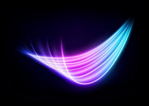 Abstract Multicolor Wave Line of Light, Isolated on Dark Background, Vector.. Stock Illustration
