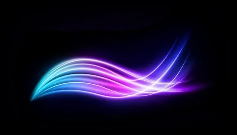 Abstract Multicolor Wave Line of Light, Isolated on Dark Background, Vector.. Stock Illustration
