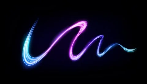 Abstract Multicolor Wave Line of Light, Isolated on Dark Background, Vector.. Stock Illustration