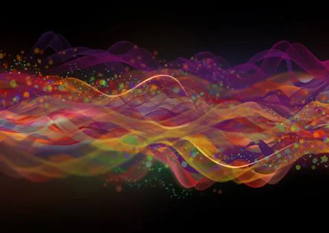 Abstract multicolor wave pattern on black background Stock Photos