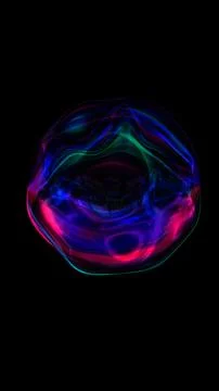 Abstract multicolor wave sphere with neon blue, green, and magenta light refl Stock Illustration