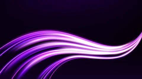 Abstract Multicolor Wavy Line of Light on Dark Background, Vector Illustratio Stock Illustration
