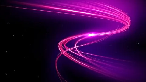 Abstract Multicolor Wavy Line of Light on Dark Background, Vector Illustratio Stock Illustration