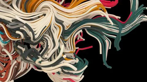Abstract multicolored background with bent plastic wires Stock Illustration
