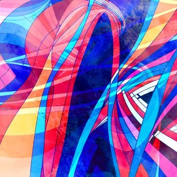 Abstract multicolored background with different geometric elements Foto stock