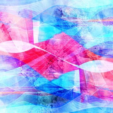 Abstract multicolored background with different wavy elements Stock Photos
