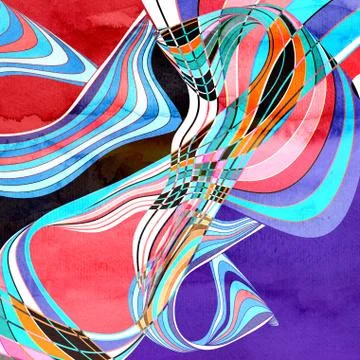 Abstract multicolored background with different wavy elements 스톡 사진