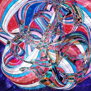 Abstract multicolored background with different wavy elements Stock Photos