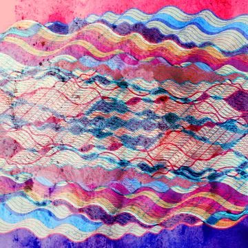 Abstract multicolored background with different wavy elements Stock Photos