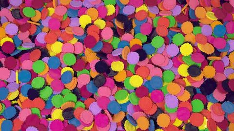 Abstract multicolored background with heap of plastic tokens Stock Photos