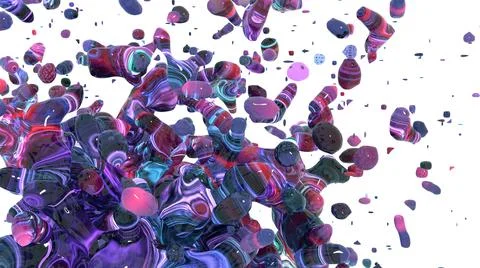 Abstract multicolored background with liquid object on white Stock Illustration