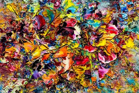 Abstract multicolored background made with acrylic paints. Colored volumetric Stock Photos
