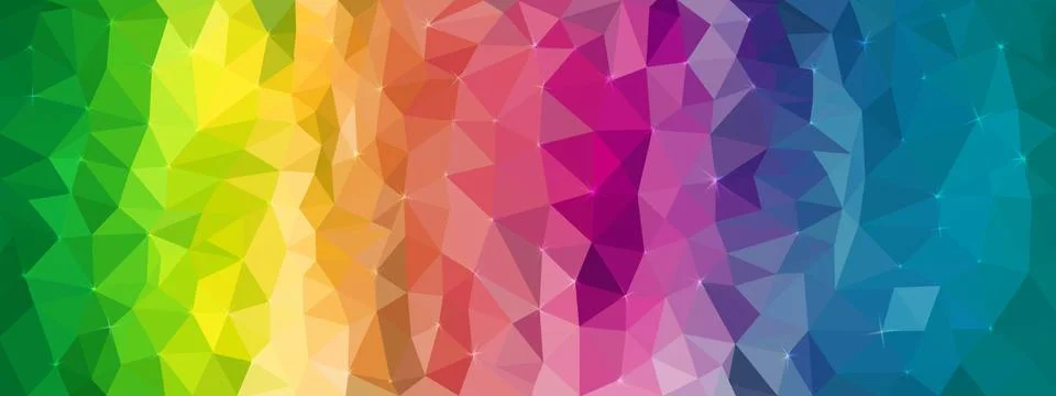 Abstract multicolored background with triangles and sparkling stars Stock Illustration