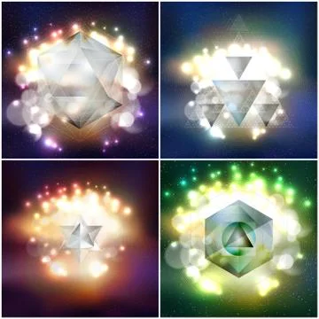 Abstract multicolored backgrounds with bokeh lights and stars. Scientific or Stock Illustration