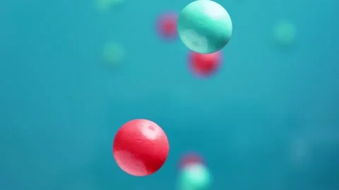 Abstract multicolored balls are moving on a blue background, 3D effect. Video stock 159767630