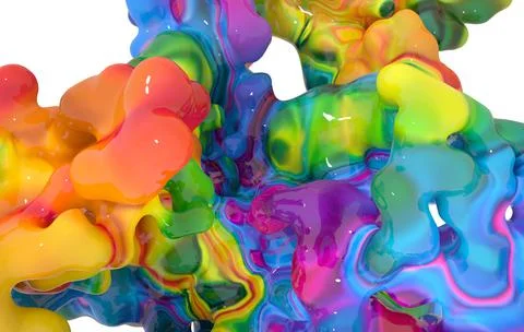Abstract multicolored blob close up view isolated on white Stock Illustration