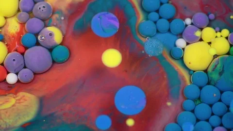 Abstract multicolored bubbles paint. Slow motion. Top view 스톡 동영상 106510467