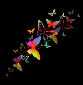 Abstract multicolored butterflies. Vector illustration Stock Illustration