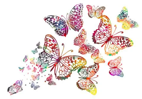 Abstract multicolored butterfly. Mixed media. Vector illustration Stock Illustration