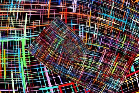 Abstract multicolored checkered fractals pattern. Comic background. 库存插图