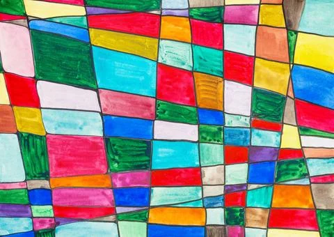 Abstract multicolored checkered pattern hand painted abstract multicolored... Stock Photos