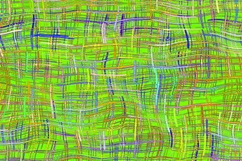 Abstract multicolored checkered wave form pattern on green background. Stockillustratie