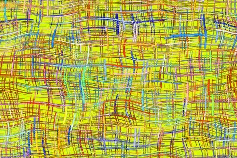 Abstract multicolored checkered wave form pattern on yellow back イラスト素材