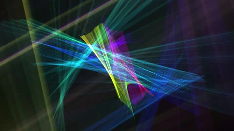 Abstract multicolored crossing line wire frame on black Video stock 132802695