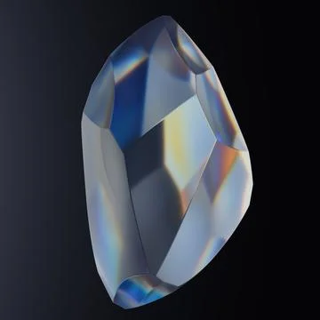 Abstract Multicolored Faceted Crystal Render on White Background Stock Illustration