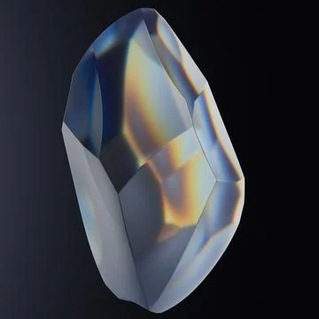Abstract Multicolored Faceted Crystal Render on White Background Stock Illustration