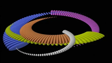 Abstract multicolored figures move on a black background Stock Footage 197335304