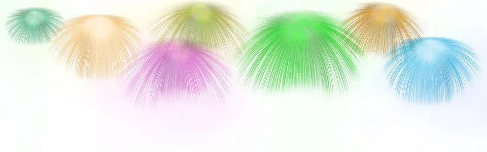 Abstract multicolored firework explosions on a clean white background Ilustración de archivo