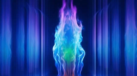 Abstract multicolored flame on dark background Stock Footage 331461541